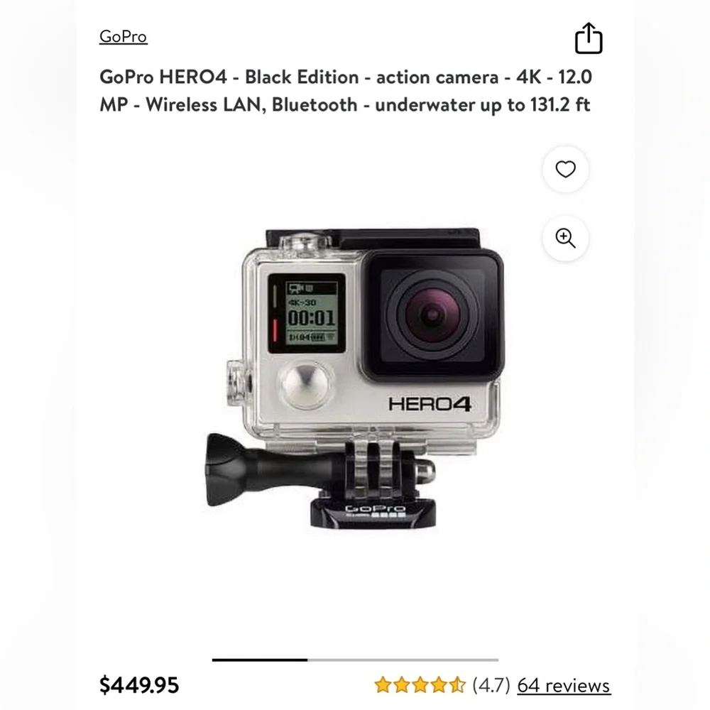 NEW NIB GOPRO 4 BLACK EDITION 4K DESCRIPTION IN PHOTOS